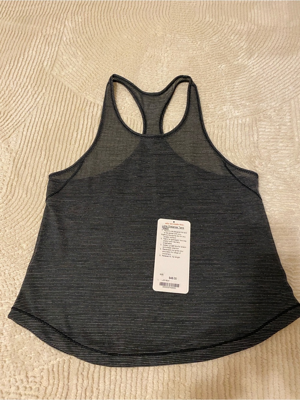 Lululemon Size 6 Heathered Black Long Distance Tank in EUC